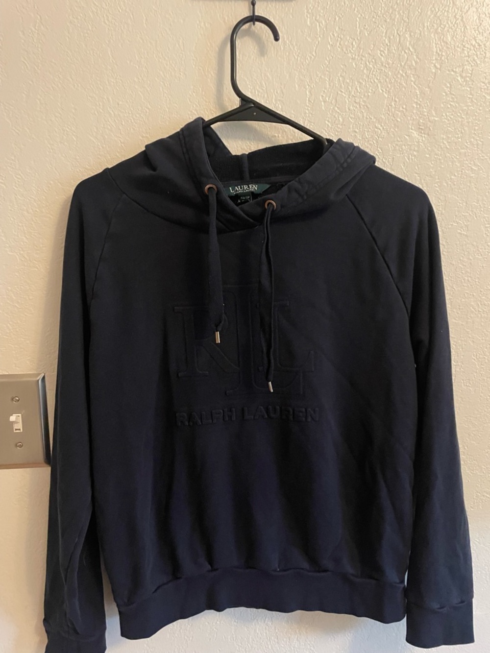 Lauren Ralph Lauren Navy Embossed Logo Pullover Hoodie